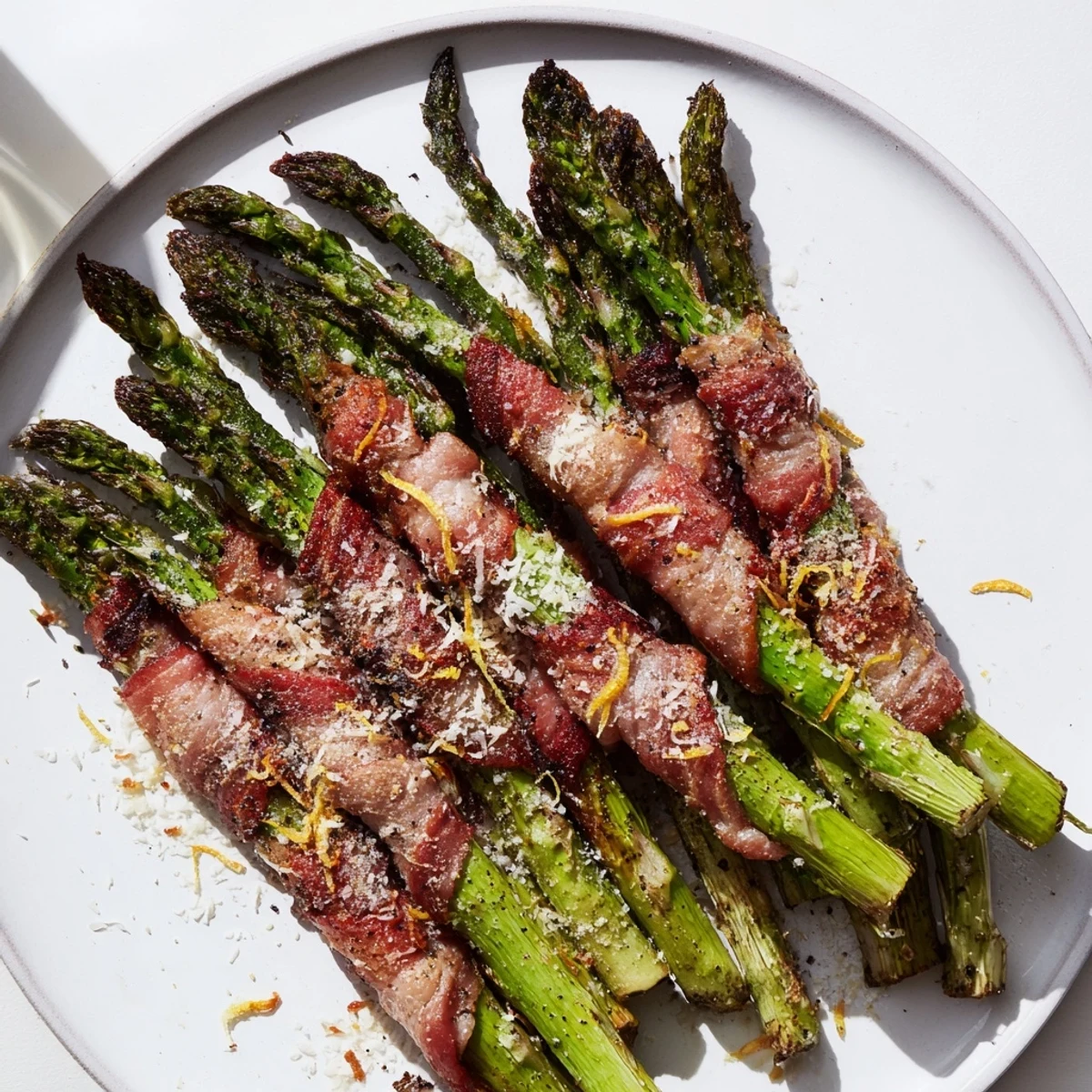 Savory Crispy Beef Bacon Wrapped Asparagus ready to be devoured, a delightful appetizer choice.
