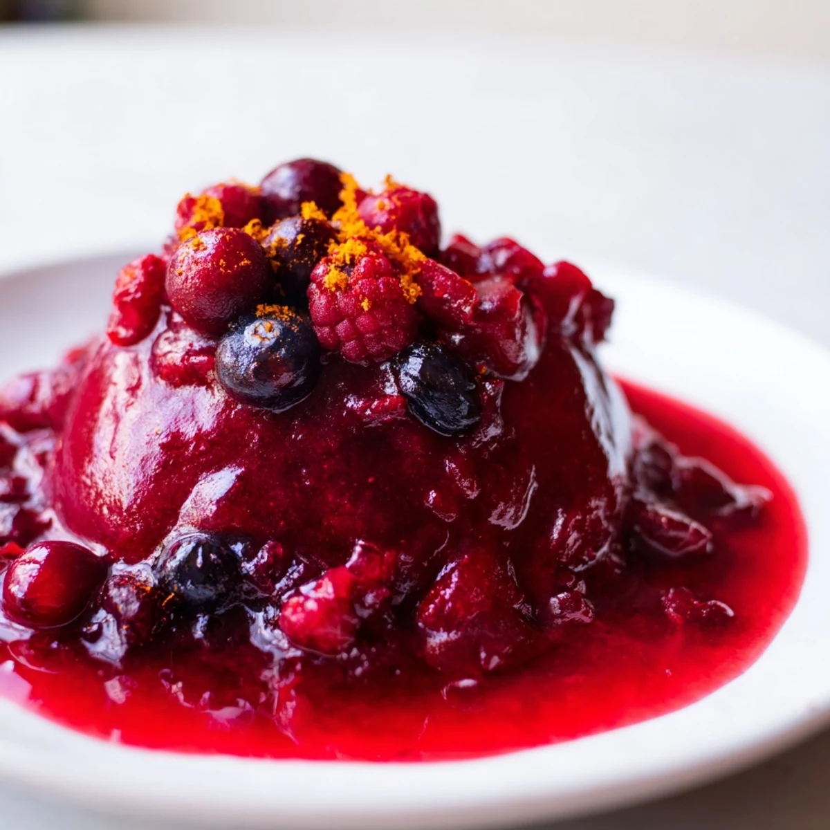 Bright, homemade Cranberry Sauce with fresh berries, gently simmered to a thick, chunky consistency for holiday dinner tables.