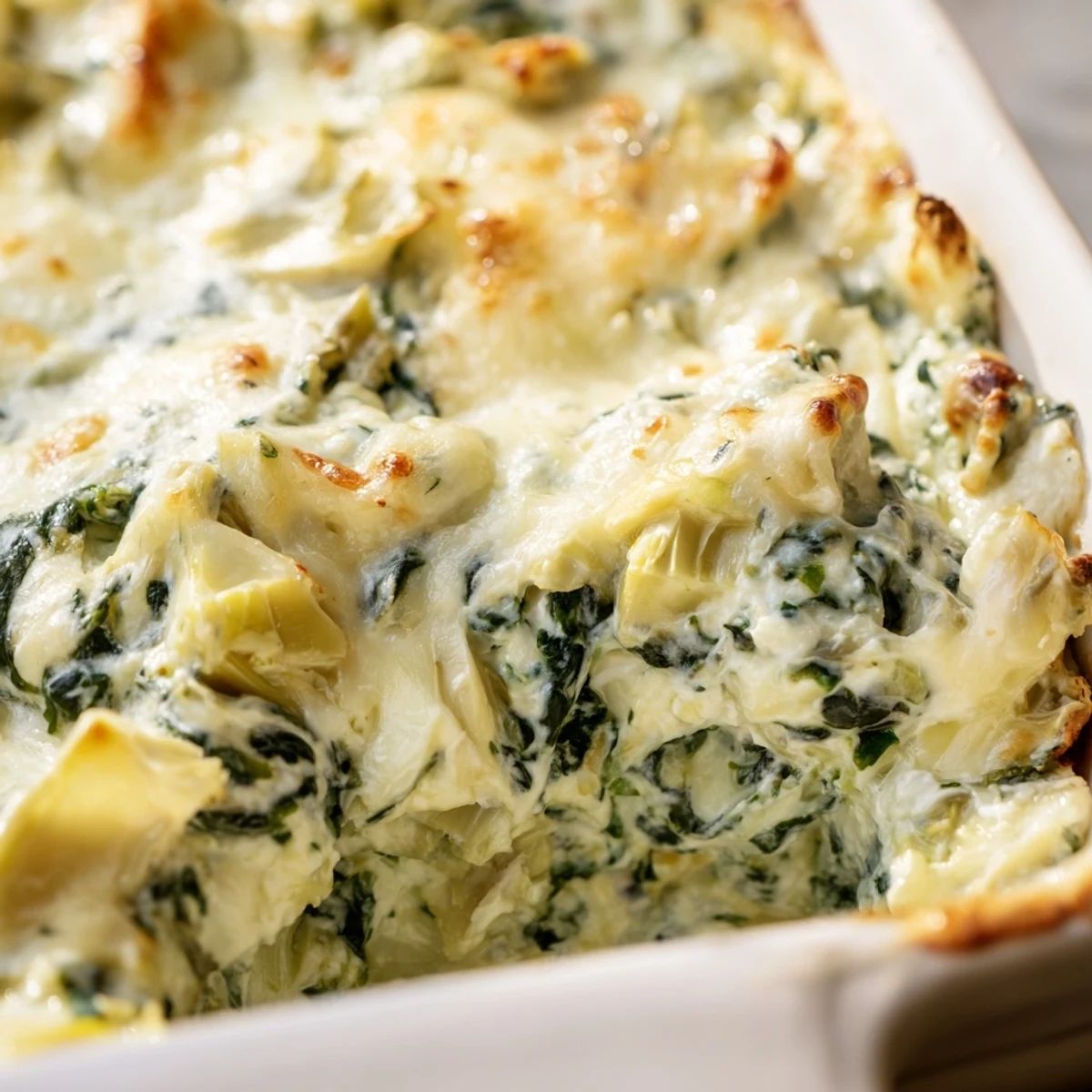 Appetizer photo of Creamy Spinach and Artichoke Dip with Baguette, featuring a creamy texture and vibrant green spinach.