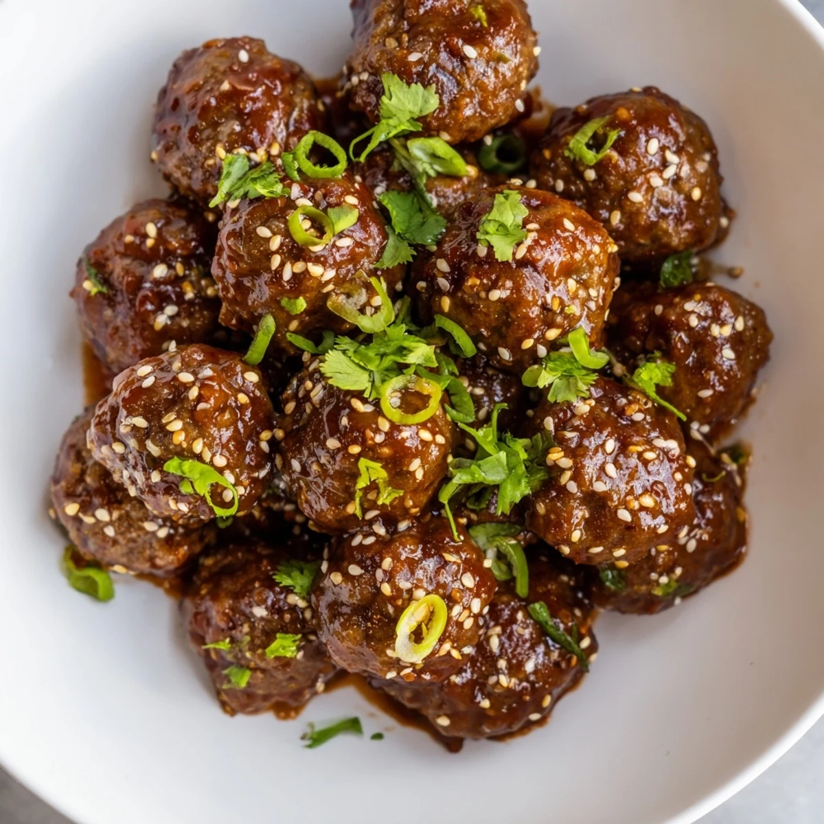 Freshly baked Sriracha beef meatballs with a sweet-spicy glaze, perfect as an appetizer or main dish with steamed rice.