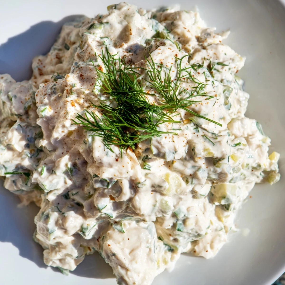 Zesty remoulade sauce featuring lump crab meat and chopped herbs, ready to spread on a po boy sandwich or dip.
