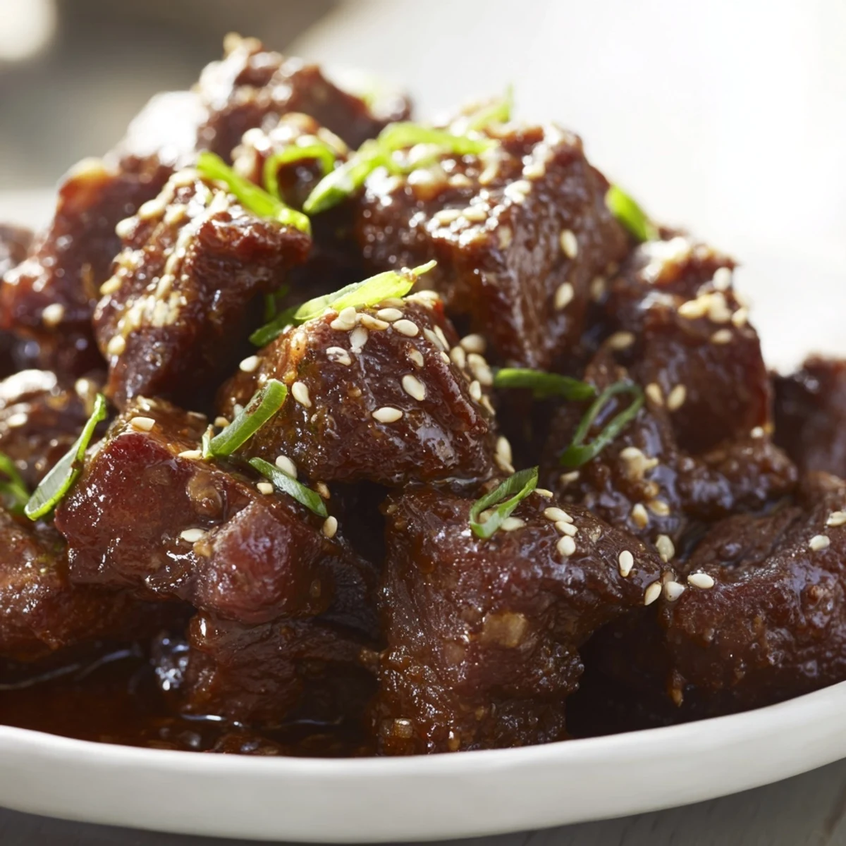 Tender shredded Crock Pot Korean Beef in a glossy, rich sauce served over steamed rice.