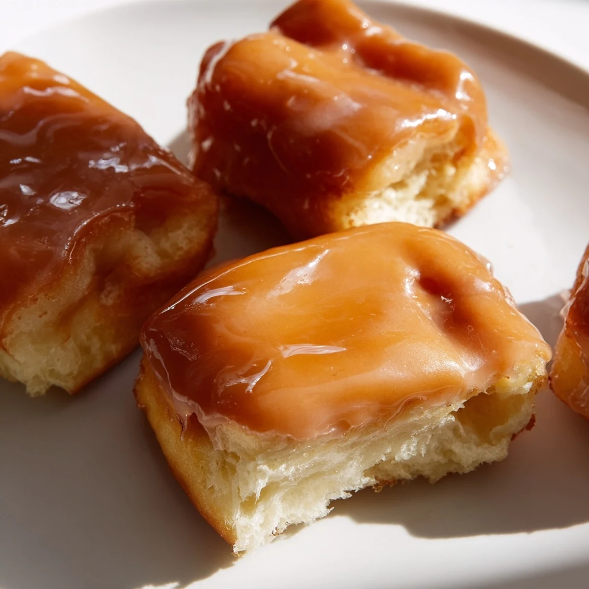 Golden-brown Maple Donut Bars topped with smooth vanilla-maple glaze and sprinkled with chopped pecans.