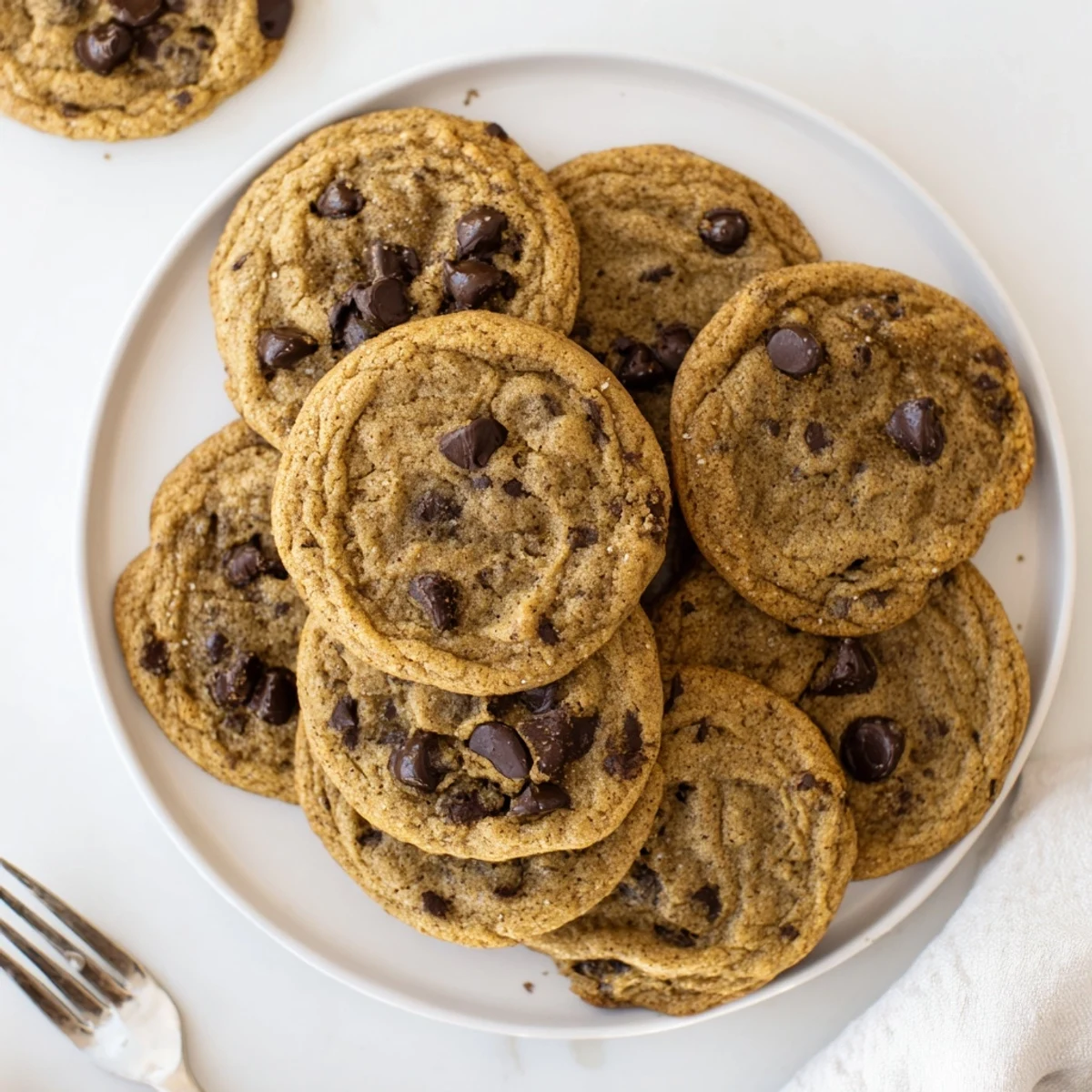 Freshly baked Chai Spiced Chocolate Chip Cookies on a cooling rack with spices nearby.