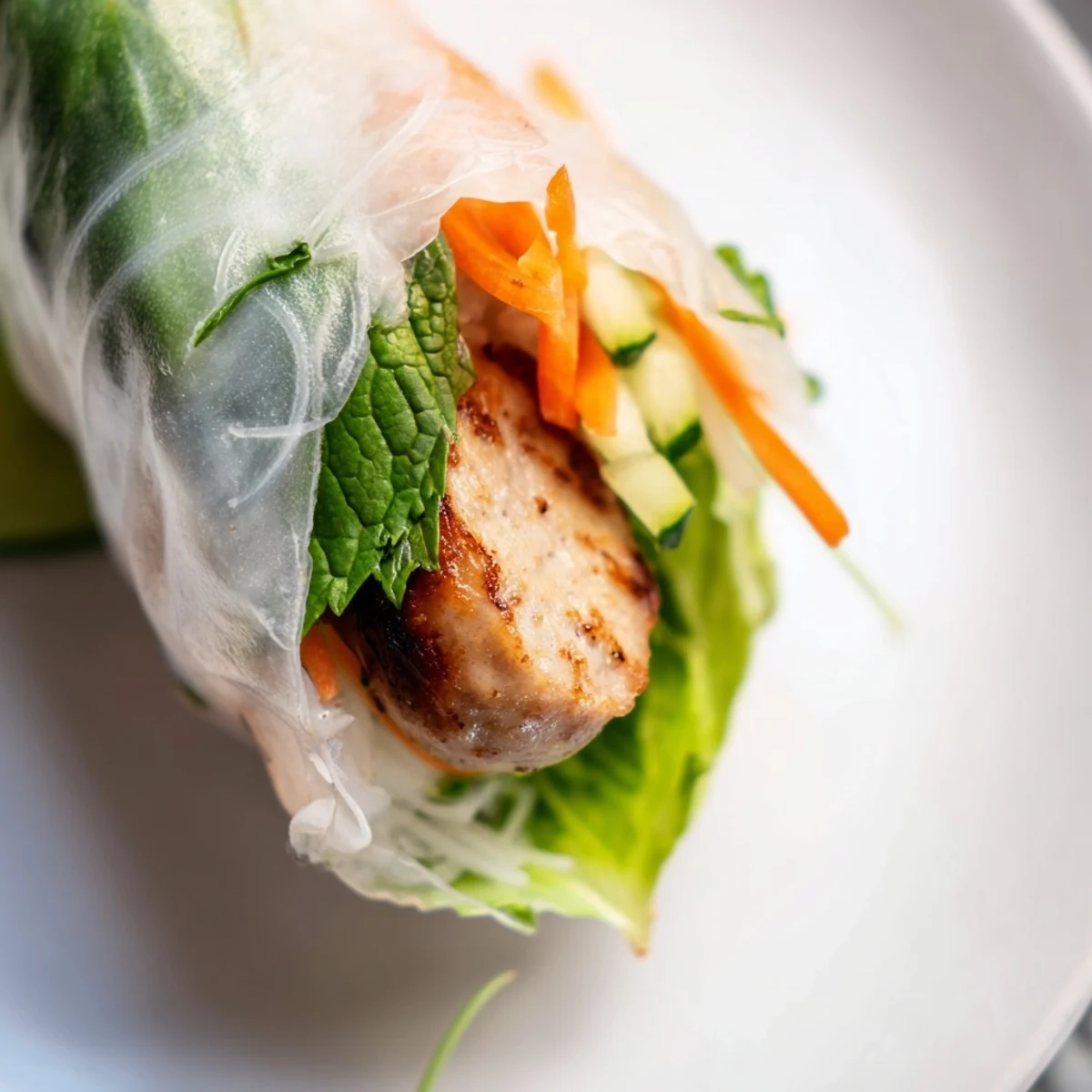 Golden nem nuong spring rolls filled with vermicelli and crunchy carrots served with nuoc cham dipping sauce.