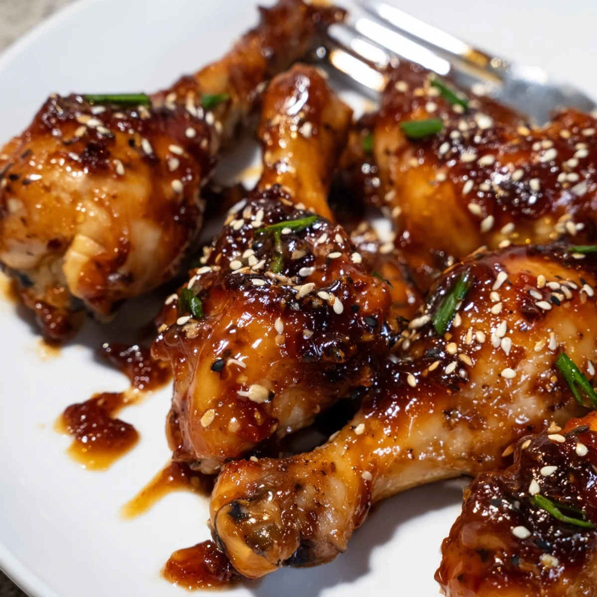 Savory slow cooker Asian glazed chicken drumsticks falling off the bone with sticky sweet hoisin glaze