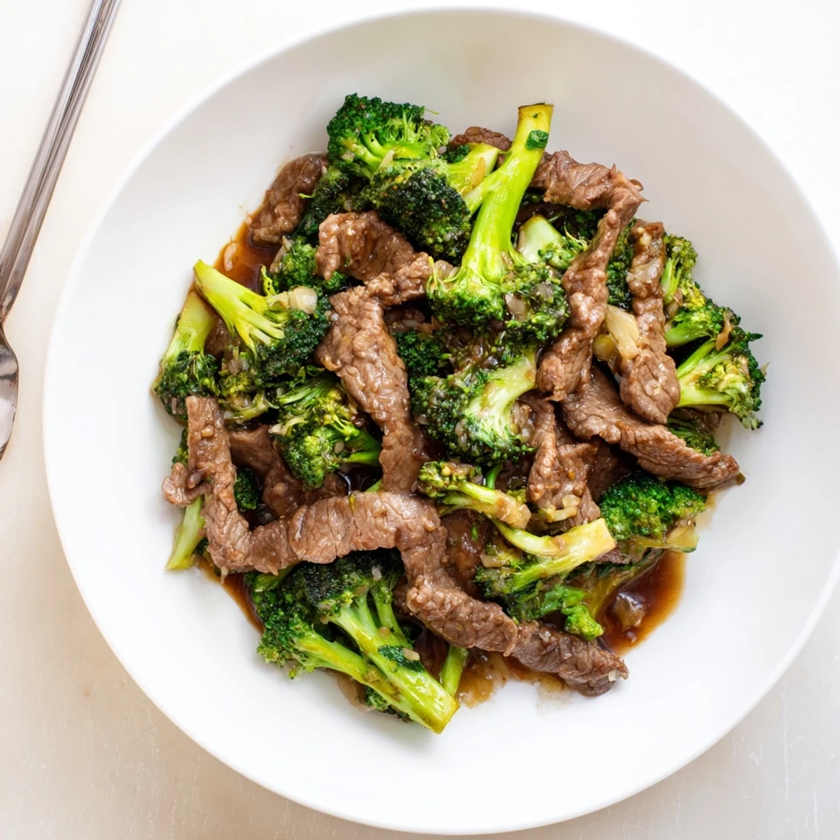 Chinese-American beef and broccoli dish featuring tender seared meat and fresh green vegetables in sauce