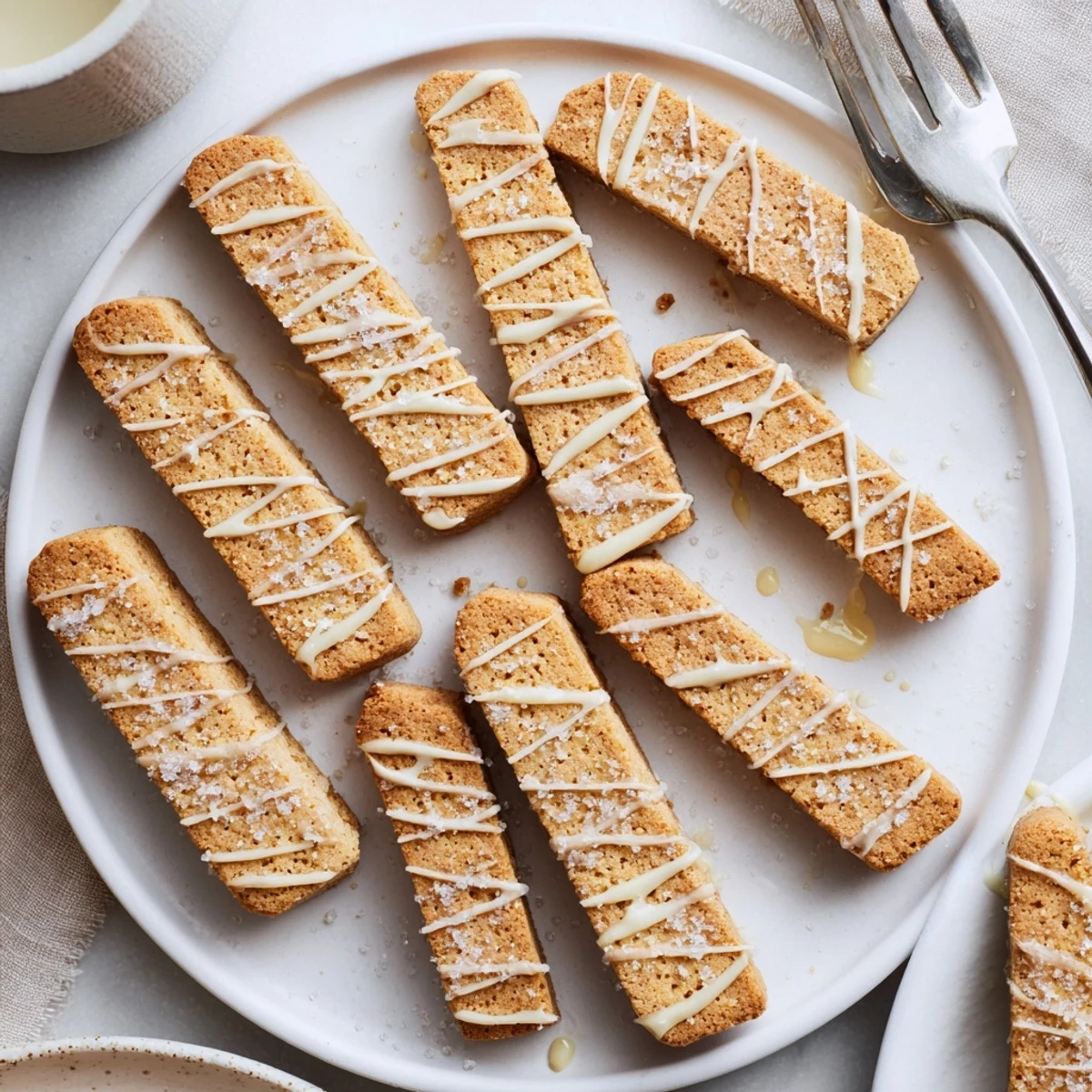 Crisp Italian-American sugar cookie biscotti arranged on a rustic wooden cutting board