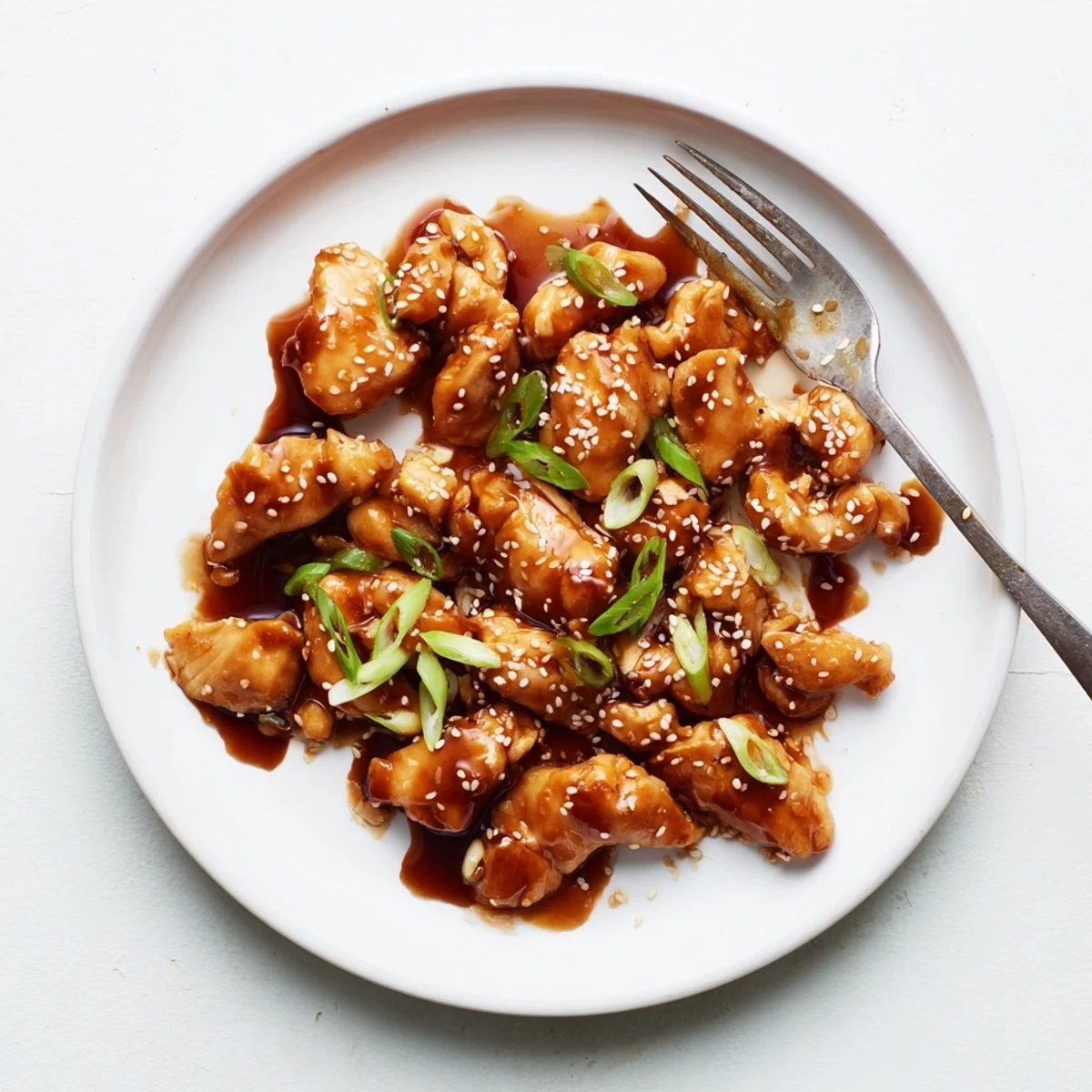 Crockpot Teriyaki Chicken pieces glazed in shiny homemade sauce with sesame seeds