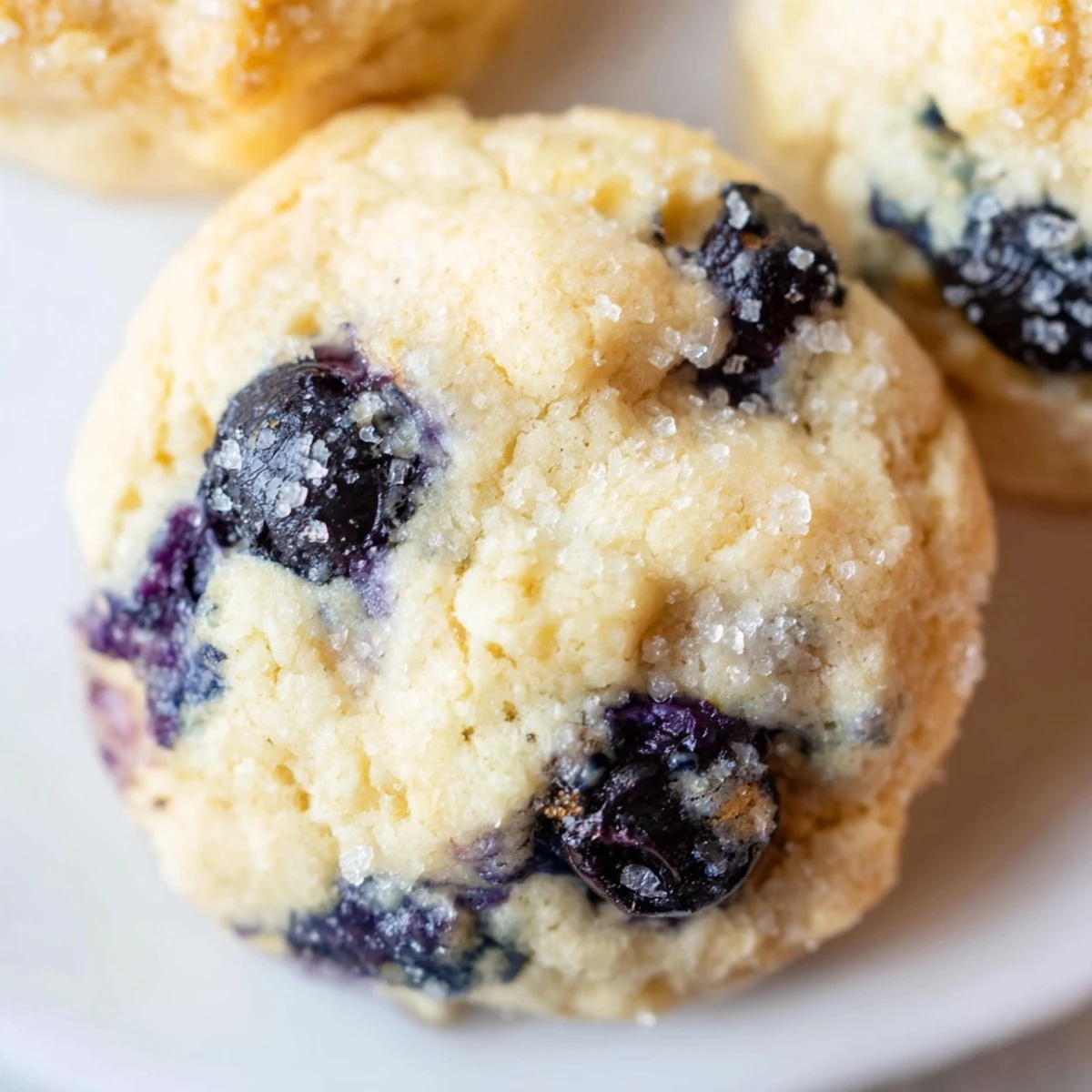 Cake-like blueberry muffin cookies bursting with fresh berries and sprinkled with sparkling sugar