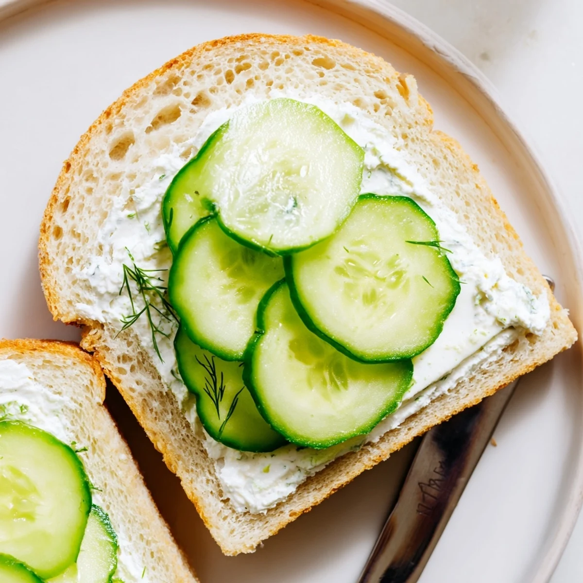 Classic Cucumber Sandwiches with layered crisp cucumber and creamy dill spread.