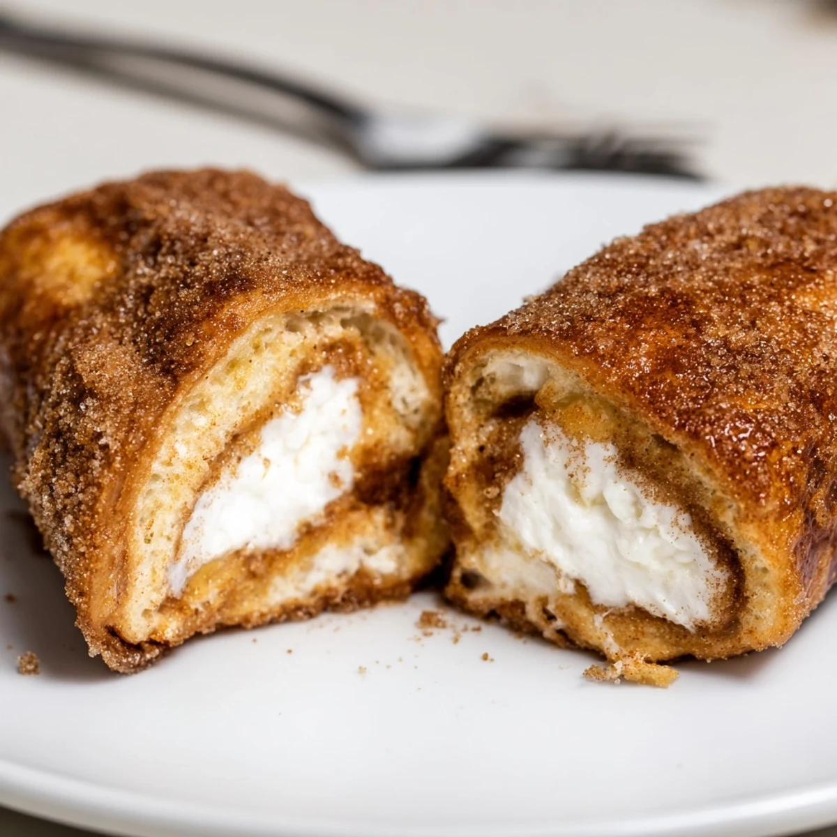 Cinnamon Roll French Toast Roll Ups skillet browned with crisp edges and gooey center