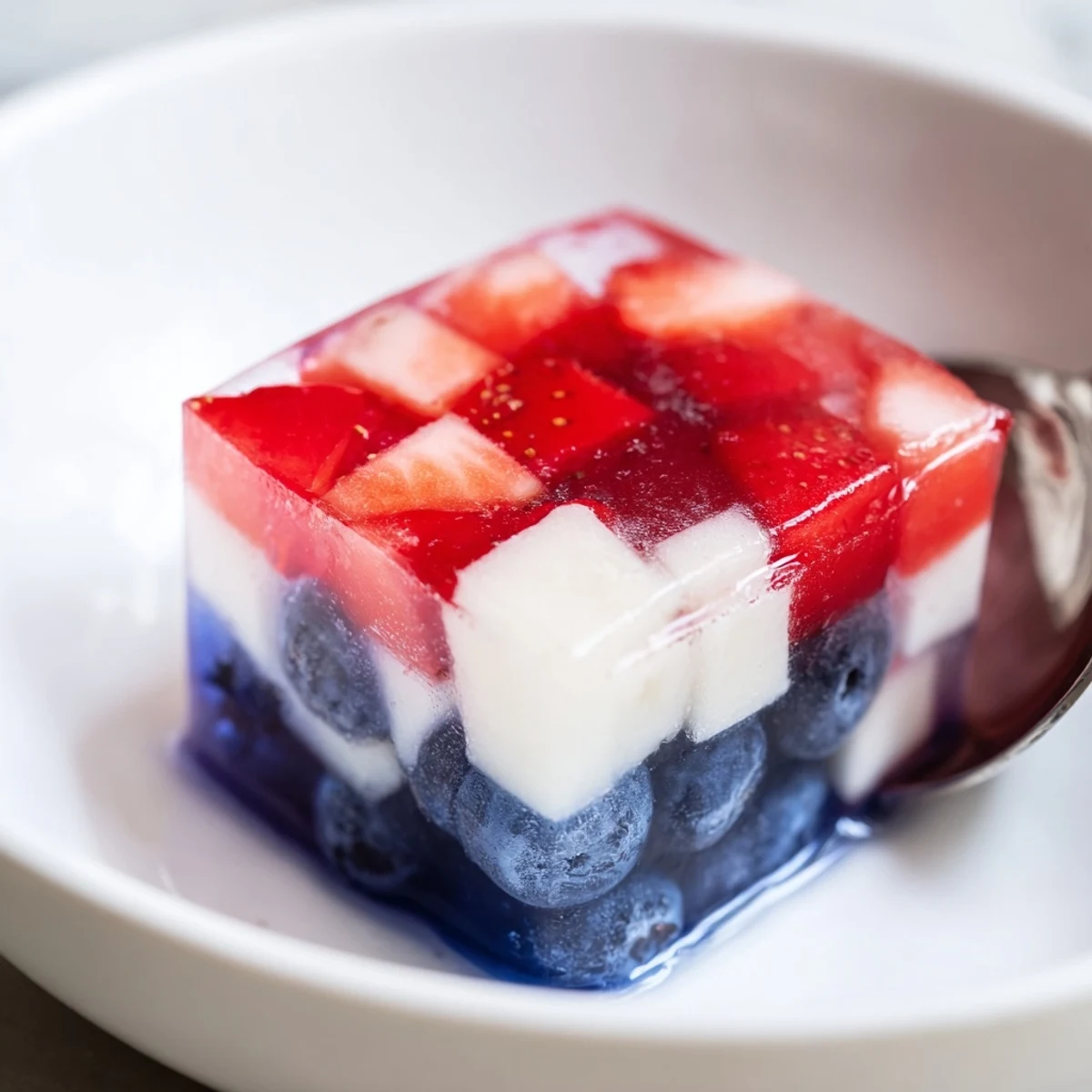 Bright ice tray with Red White And Blue Ice Cubes Recipe, ready for drinks