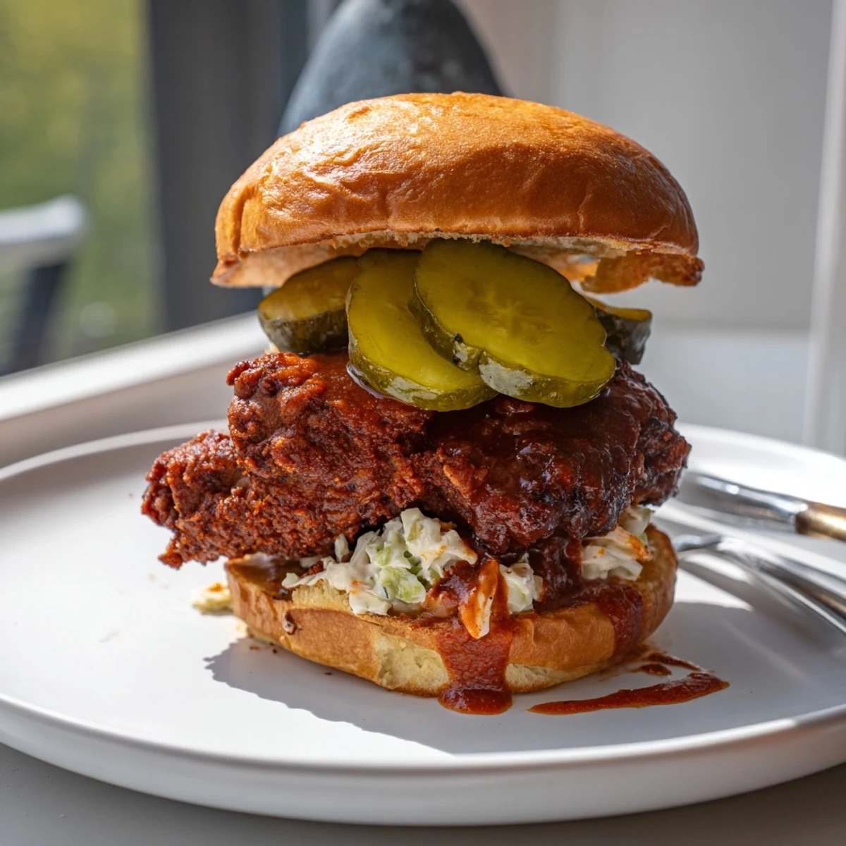 Golden fried Spicy Nashville Hot Chicken Sandwiches with cooling coleslaw, perfect picnic bite