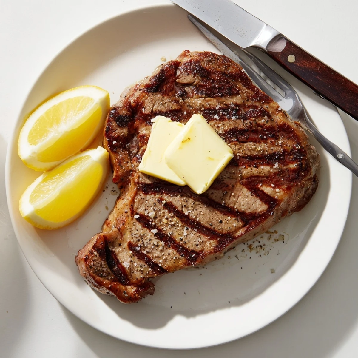 Golden seared how to grill steak recipe resting on a wooden cutting board with melted butter