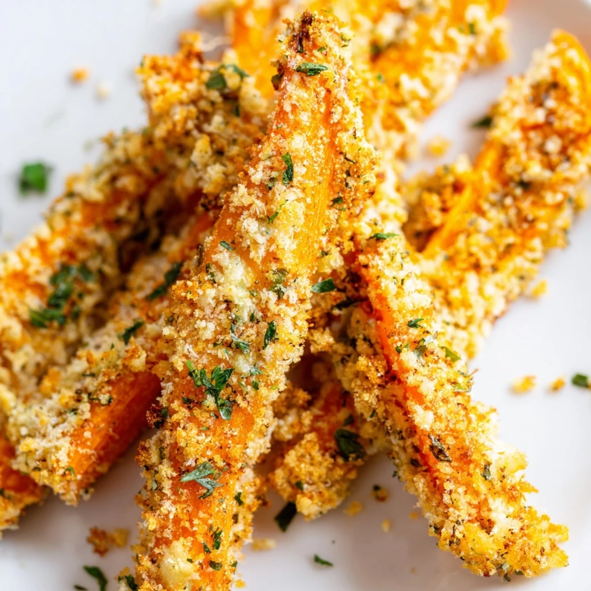 Crispy parmesan roasted carrot sticks displayed on a rustic wooden serving board