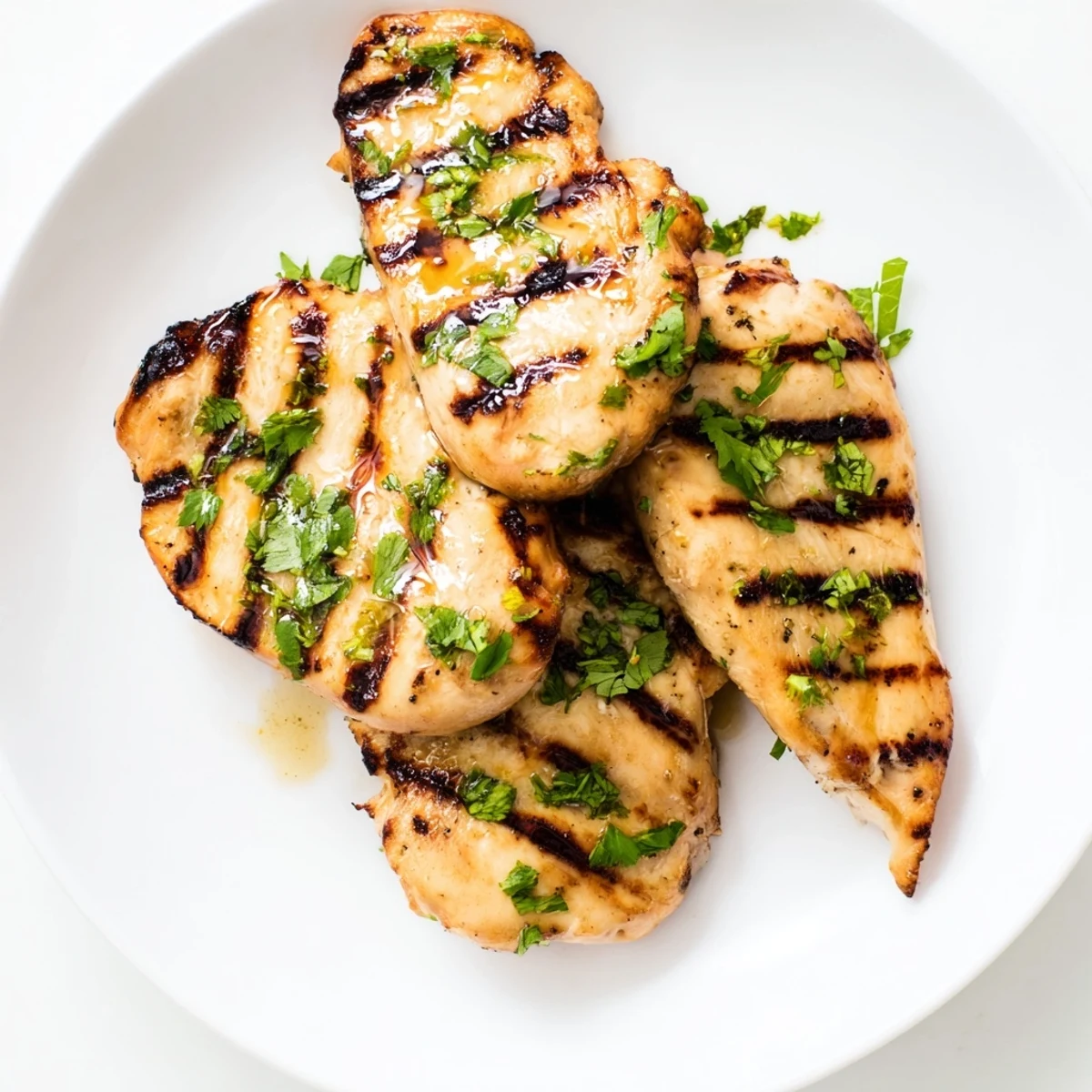 Golden Key West grilled chicken with caramelized char marks and fresh cilantro garnish