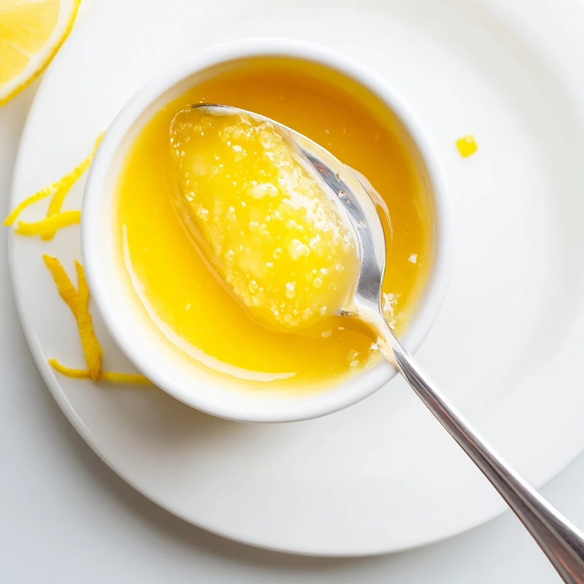 Fresh Homemade Lemon Curd spread on warm scone, bright citrus aroma